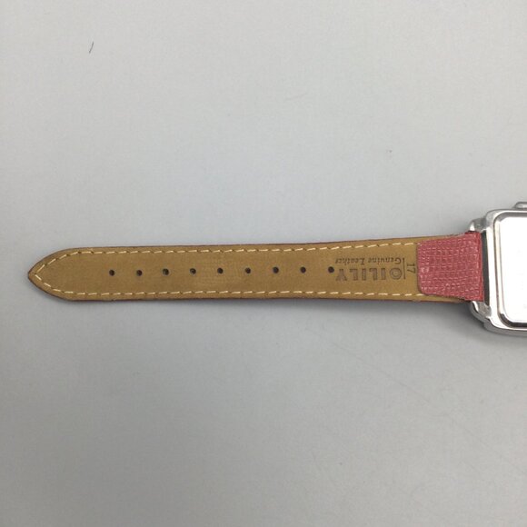 Coach Boyfriend Watch Women 32mm Silver Tone Day Date Red Leather New Battery